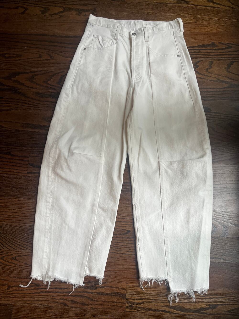 Citizens of Humanity Horseshoe Jeans 27 Natural Cream Barrel Wide Leg NWOT